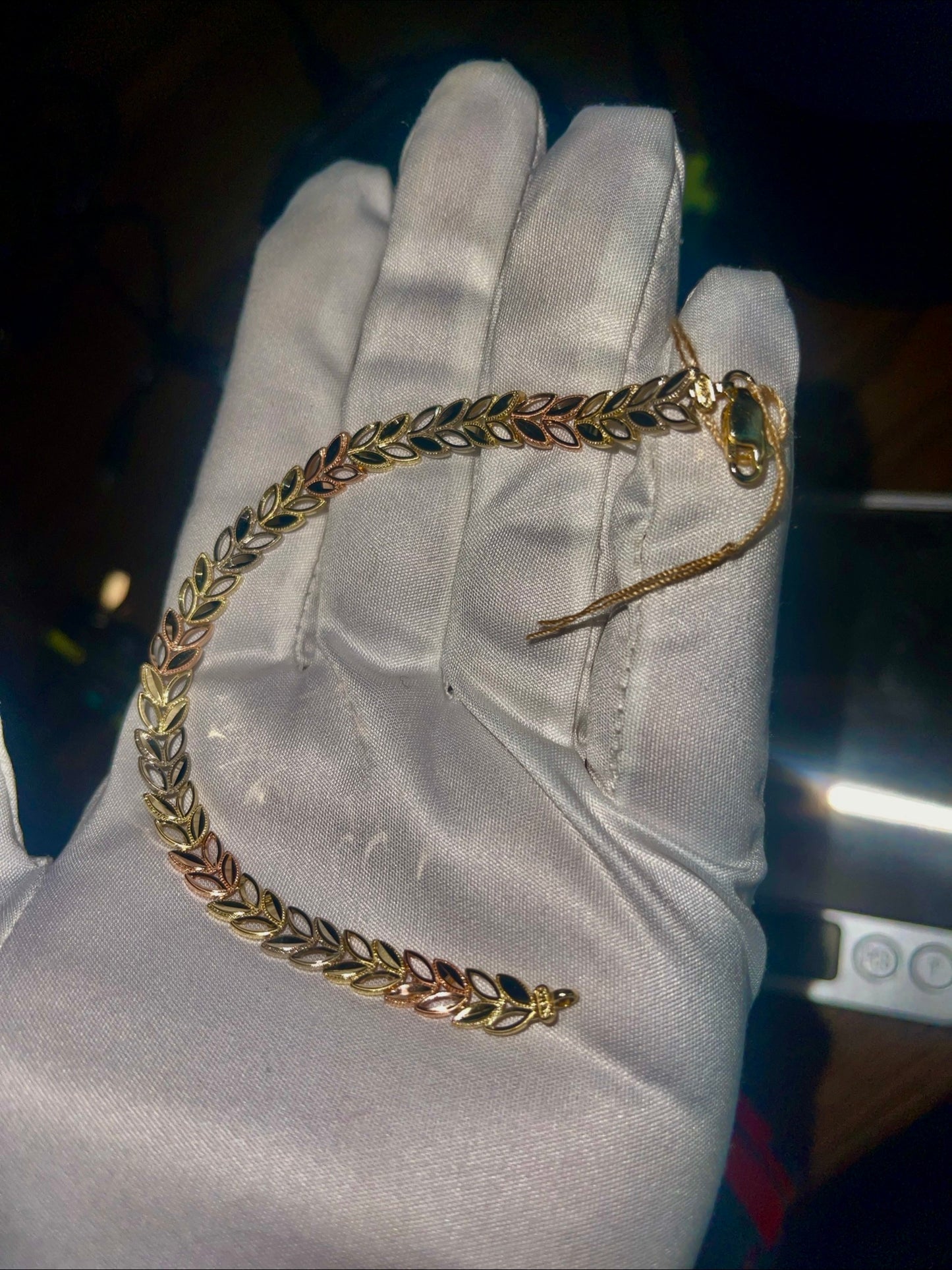14k diacut tri color bracelet