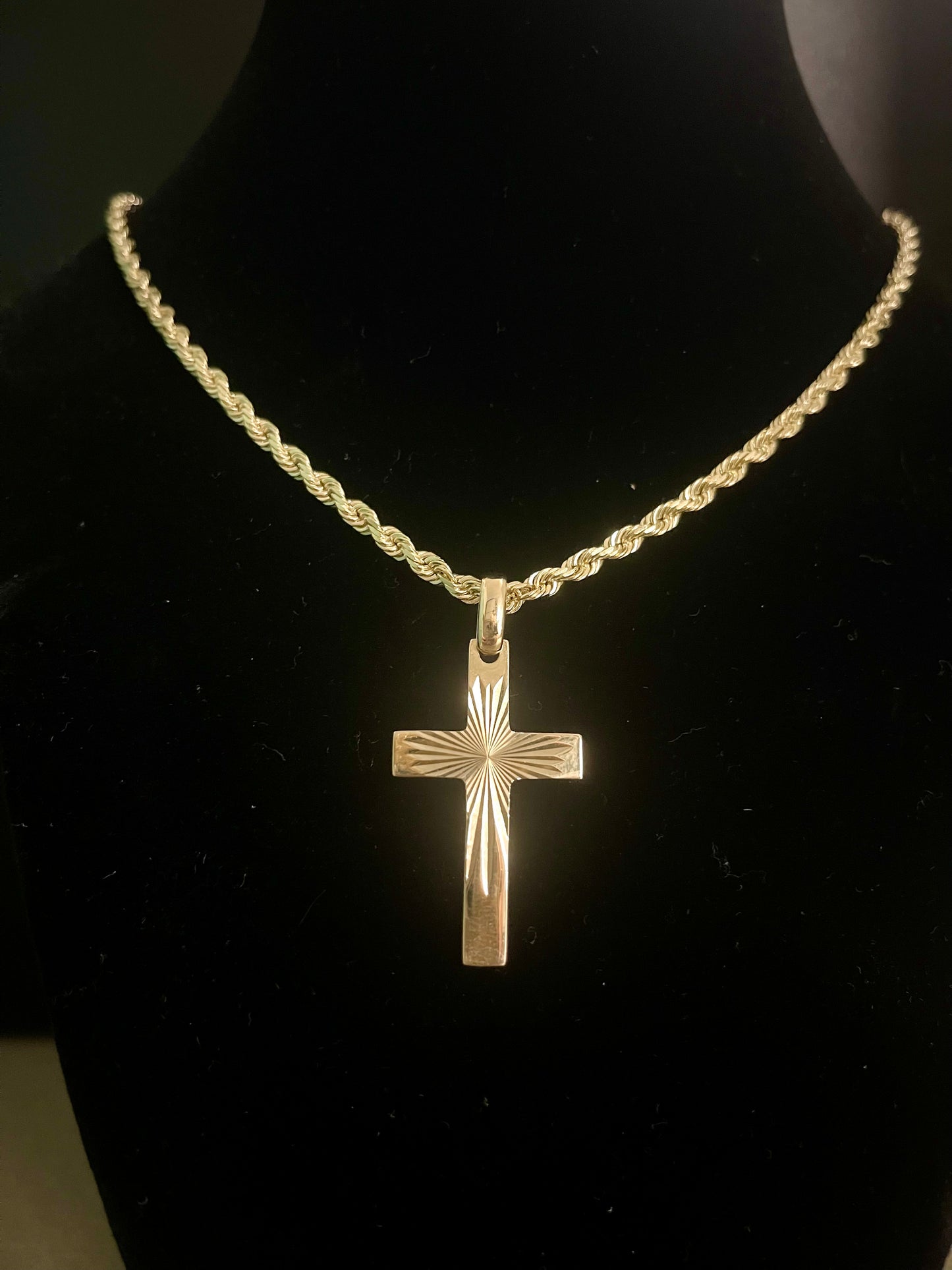 14k rope chain & cross pendent