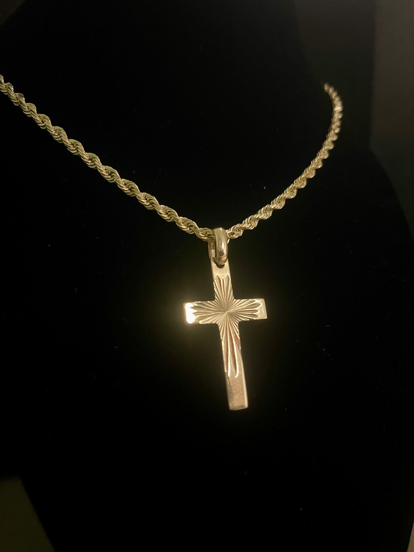 14k rope chain & cross pendent