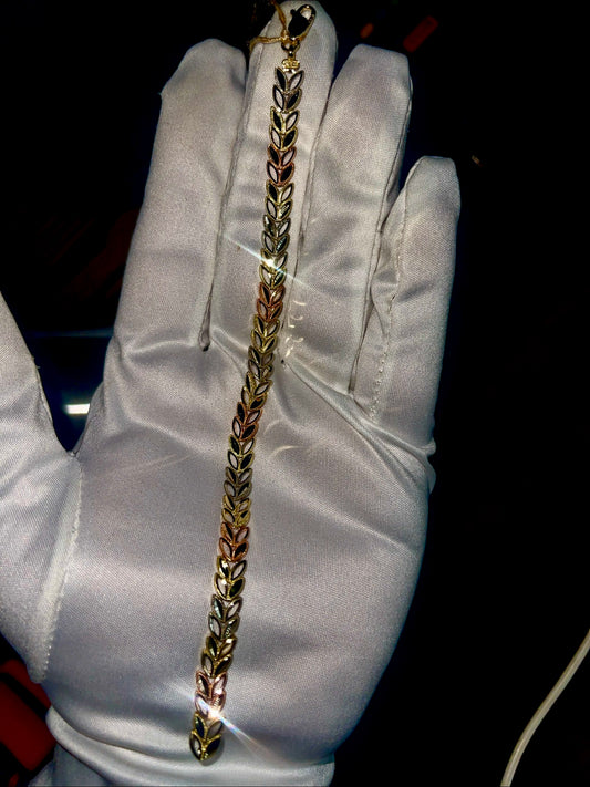 14k diacut tri color bracelet